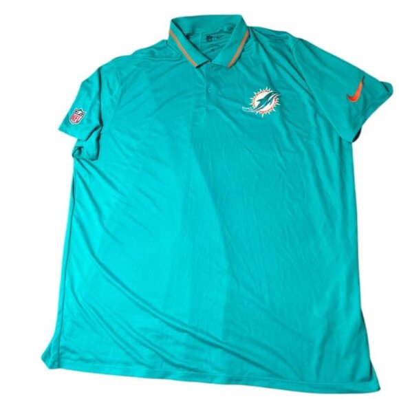 Nike Dri-Fit Miami Dolphins NFL Polo Shirt Men's Size 2XL Teal Short Sleeve - Picture 1 of 4